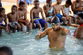 Olympic swimmer Cullen Jones nearly drowned when he was five. Now his mission is to teach children to swim. Olympic swimmer Cullen Jones nearly drowned when he was five. Now his mission is to teach children to swim.