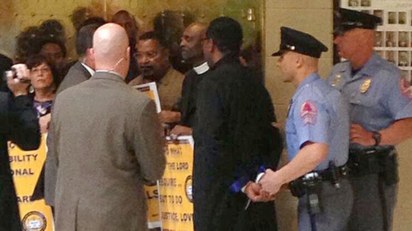 Seventeen people, including eight ministers, civil rights leaders and students, were arrested for a prayerful protest at the state Legislature ... Seventeen people, including eight ministers, civil rights leaders and students, were arrested for a prayerful protest at the state Legislature ...
