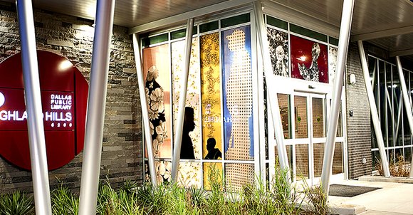 Shadows and light intermingle with silhouettes and color in the newly installed windows of the Highland Hills Branch Library in ... Shadows and light intermingle with silhouettes and color in the newly installed windows of the Highland Hills Branch Library in ...
