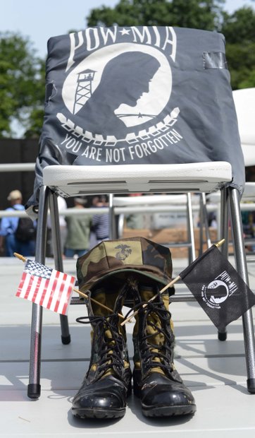 A symbol of honor for prisoner's of war and those missing in action at the Vietnam Memorial on Monday, May 27, 2013.