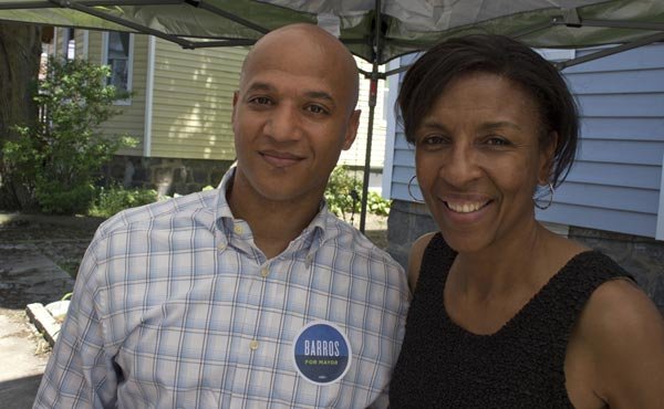 Mayoral candidates John Barros and Charlotte Golar Richie recently stopped by the Bowdoin-Geneva area of Dorchester to see the work of Co-op Power’s home weatherization project. Co-op Power is a multi-class, multi-racial movement for a sustainable and just energy future.