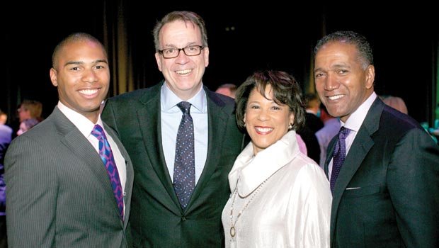 Adam Benjamin of Suffolk Construction with Voices & Visions 2013 Honoree John Hailer of Natixis Global Asset Management; Joan Wallace- Benjamin, President & CEO, The Home for Little Wanderers; and Milton Benjamin of CAGE Growth Strategies. The Home for Little Wanderers’ Voices & Visions gala raised $1.3 million to help Massachusetts children.