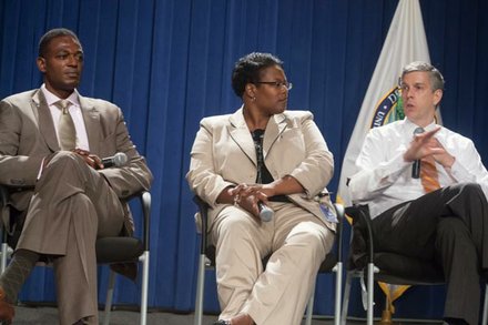 Education Secretary Arne Duncan speaks about DOE's partnership with UNCF.