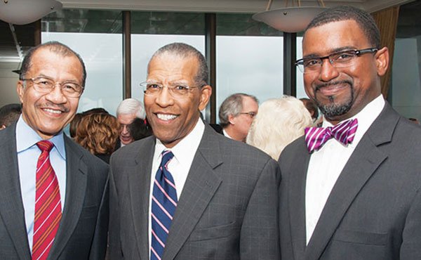 On June 11, 2013, the Lawyers Committee for Civil Rights and Economic Justice held its 45th Anniversary celebration at the Boston College Club in which Brent Henry, Vice President and General Counsel of Partners Health Care, received the Inaugural Founders Award. (Above) Henry shares a moment with prominent Boston attorney Wayne Budd and Rahsaan Hall, Deputy Director, Lawyers Committee.