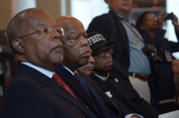 (Left to right): Prof. Henry Louis Gates, Rep. John Lewis (D-Ga.), Rep. John Conyers Jr. (D-Mich.) and Rev. Lennox Yearwood during the Frederick Douglass statue unveiling at the U.S. Capitol on June 19.