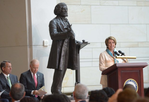 House Minority Leader Nancy Pelosi (D-Calif.) at the Frederick Douglass statue unveiling held at the U.S. Capitol on June 19.