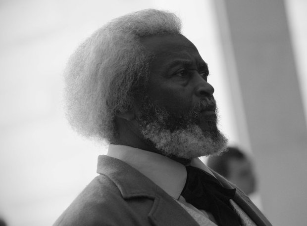 Michael Crutcher Sr., a Frederick Douglass impersonator from Nicholasville, Ky., at the Frederick Douglass statue unveiling held at the U.S. Capitol on June 19.