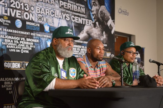 Team Mitchell answers questions from the media after Seth Mitchell's victory over Johnathon Banks by unanimous decision Saturday, June 22 in Brooklyn, NY. Mitchell reclaimed the North American Boxing Organization and World Boxing Council International belts.