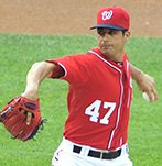 Washington Nationals ace pitcher Gio Gonzalez held the Dodgers scoreless for six innings and matched a career high 11 strikeouts ... Washington Nationals ace pitcher Gio Gonzalez held the Dodgers scoreless for six innings and matched a career high 11 strikeouts ...