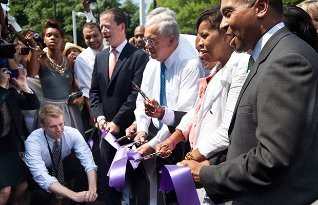 Wednesday, July 17th, 2013 - Governor Patrick joins Mayor Menino, state and local officials and community members for the ribbon cutting of the MBTA Fairmount Line Four Corners/Geneva commuter rail in Dorchester