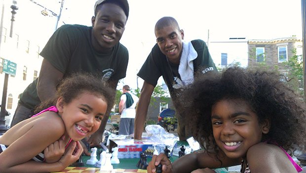 7 year old Aleia and 10 year old Anaylee attended Mayor Menino’s free chess workshop in Roxbury on July 15. They spent the evening at a game table at Alvah Kittredge Park learning how to play chess with tips offered by staff from the Boston Parks and Recreation Department. The event is part of the Mayor’s “Knights in the Parks” program which features chess this summer at Kittredge and Howes Parks. The Boston Parks Department hosts more than 150 free events each year and is a partner with the National Recreation and Park Association and the National Wildlife Federation in “10 Million Kids Outdoors”, an initiative to get 10 million more children outside to reconnect with nature in the next three years and reap the health benefits of having an active lifestyle. For a list of programs, please visit: www.cityofboston.gov/parks
