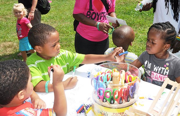 Dorchester youngsters Eli Costa, Jacob Roach, Matheo Gomes and Samantha Weathers drew plants and flowers with the Massachusetts’ Horticultural Society’s Plantmobile at last year’s ParkARTS Boston Children’s Festival, hosted by the Boston Parks and Recreation Department. The festival returns to Franklin Park on Aug. 20 from 10 a.m. to 2 p.m.