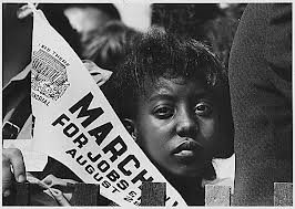Young girl with sign at 1963 March on Washington