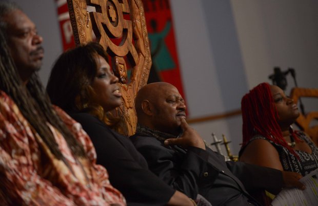 Rev. Willie Wilson (far right), pastor of Union Temple Baptist Church, hosted a pre-march rally for the March on Washington 50th Anniversary on Tuesday, August 20.