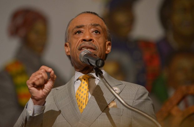 Rev. Al Sharpton speaks during a pre-march rally celebration at Union Temple Baptist Church in Southeast on Tuesday, August 20.