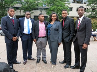 Reggie Dupree, Akeem Brown, Franklin Pressley, Andrew McCrae, and Aaron Russell from South Carolina State University Student Government Association, and Gigi Dixon from Wells Fargo Philanthropic Arm in Columbia, SC.