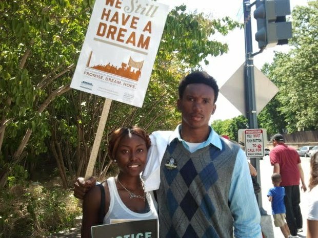 Hope Ajayi (left), 19, of Washington, D.C. and Chukwuma, 19, of the Brooklyn borough of New York City