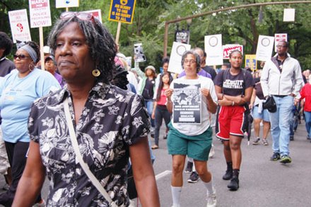 Participants of a rally of upwards of 1,000 people gather in downtown Portland Saturday to commemorate the historic March on Washington for Jobs and Freedom 50 years ago. A host of civil rights issues were addressed.