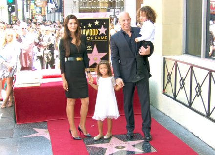 Vin Diesel accompanied by Paloma Jiménez and their two children.