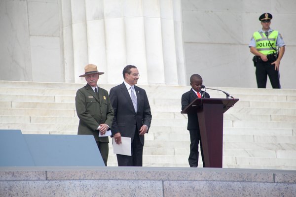 Jonathan B. Jarvis, 18th Director of the National Park Service, Mayor Vincent C. Gray, and Robby Novak, Kid President