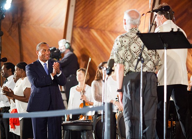 On Aug. 28, Governor Deval Patrick participated in Landmark Orchestra’s commemoration of the 50th anniversary of Dr. Martin Luther King Jr.’s “I have a dream” speech and the March on Washington at the DCR Hatch Shell on the Charles River Esplanade in Boston.