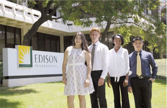 Hawthorne student Chika Okonkwo, third from left, was one of 30 students selected by Edison International this year to each ... Hawthorne student Chika Okonkwo, third from left, was one of 30 students selected by Edison International this year to each ...