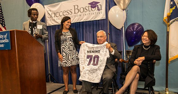 In honor of his work improving the college-graduation rate for Boston Public Schools (BPS) students, Mayor Thomas M. Menino was ... In honor of his work improving the college-graduation rate for Boston Public Schools (BPS) students, Mayor Thomas M. Menino was ...