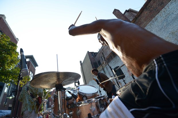 Legendary D.C. drummer William "Ju Ju" House puts the finishing touch on a perfect set during his performance with the band Sitali at Adams Morgan on Sunday, September 9