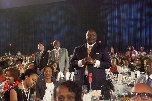 Guests at the ALC 2013 Prayer Breakfast listen to a sermon preached by Rev. Dr. Marvin L. Sapp at the Walter E. Washington Convention Center on Saturday, Sept. 21.