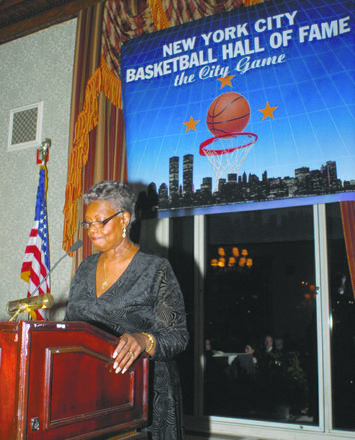 The Rev. Betty A. Spencer gave the invocation at the New York City Basketball Hall of Fame induction ceremony.