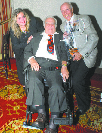 Manny Sokol, his daughter and presenter Dick Bavetta