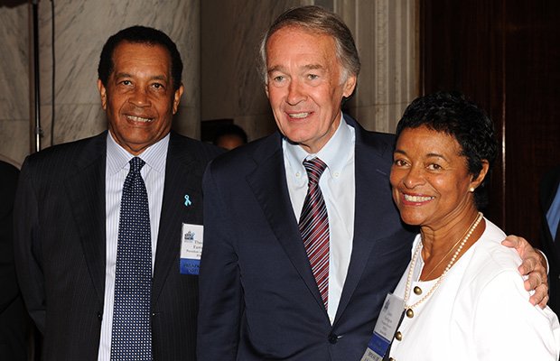 (L to R) Thomas A. Farrington, PHEN President and Founder, Senator Edward J. Markey (D-MA), Juarez Farrington, at the Kennedy Caucus Room on Capitol Hill, for the Ninth Annual African American Prostate Cancer Disparity Summit, in Washington D.C.