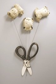 Gardner uses ceramic figures and interactive toys in her sculptures to trigger playful memories. She also incorporates second-hand children’s clothing. Gardner uses ceramic figures and interactive toys in her sculptures to trigger playful memories. She also incorporates second-hand children’s clothing.