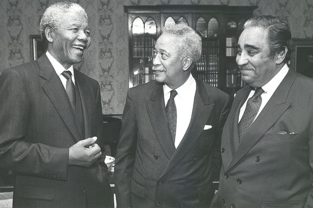Nelson Mandela, Mayor David Dinkins and Congressman Charlie Rangel