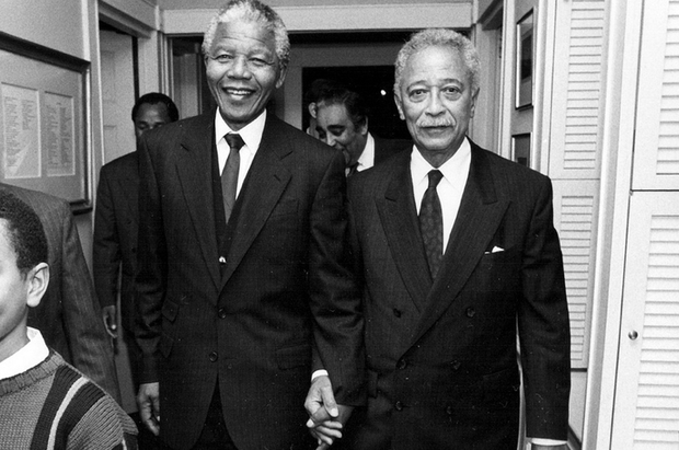 Nelson Mandela and Mayor David Dinkins