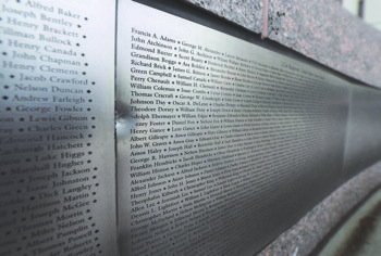 A stray bullet struck a panel on the Wall of Honor of the African American Civil War Memorial on Dec. ... A stray bullet struck a panel on the Wall of Honor of the African American Civil War Memorial on Dec. ...
