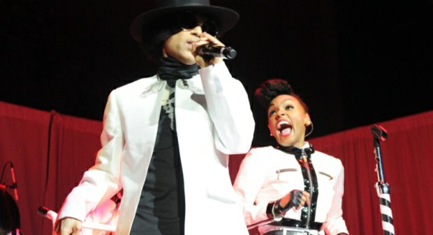 Prince performs alongside Singer Janelle Monae.