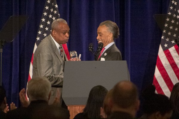 Leadership Conference on Civil and Human Rights President & CEO Wade Henderson receives the Lifetime Service Award during NAN's King Day Breakfast at the Mayflower Hotel on Monday, Jan. 20.