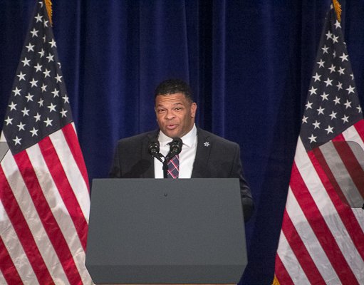 Walmart Regional General Manager, Alex Barron, offers special acknowledgements at the National Action Network King Day Breakfast on Monday, Jan. 20, at the Mayflower Hotel in Northwest.