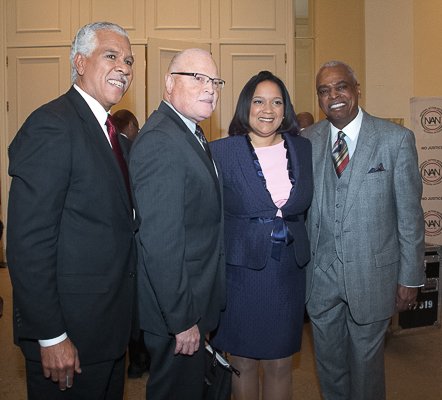 (L-R) Hilary Shelton, Lee Saunders, Wade Henderson after the National Action Network King Day Breakfast on Monday, Jan 20 at the Mayflower Hotel in Northwest.