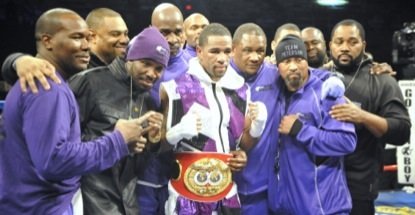 Lamont Peterson (center) won a unanimous decision over Dierry Jean to retain his IBF junior welterweight title at the D.C. Armory on Jan. 25.
