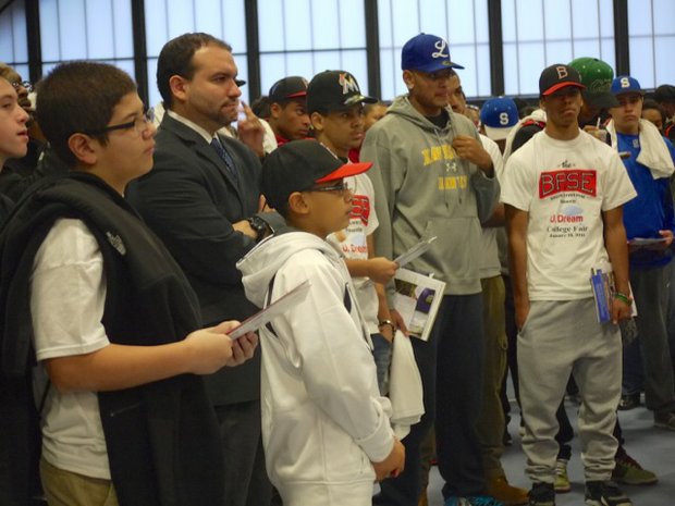 On Saturday, January 18th over 500 families came out in support of The BASE’s 1st Annual U. Dream College and Resource Fair, held at the DCR’s Melnea Cass Center (120 Martin Luther King Jr. Blvd). The event in celebration of Dr. Martin Luther King Jr., attracted families from the Dorchester, Roxbury and Mattapan communities as well as Brockton, Lawrence, East Boston and New Hampshire. During the 4 hour event families and participants had access to and were engaged with over 20 colleges and trade- school programs from all across New England. These colleges and universities were also featured during the “College Smack Down”; a 90 second pitch to audience members on the benefits of attending their institution. Other fantastic highlights during the event included a keynote address by Health and Human Services Chief of Staff, Mr. Felix Arroyo, over $100,000 in scholarships and stipends awarded, on- site college applications and acceptance and on-site financial aid assistance.
The event’s entertainment featured Ms. Courtney Boston and the Touch 106.1 FM radio station and Universal Music Group Distribution’s recording artist, Breje.