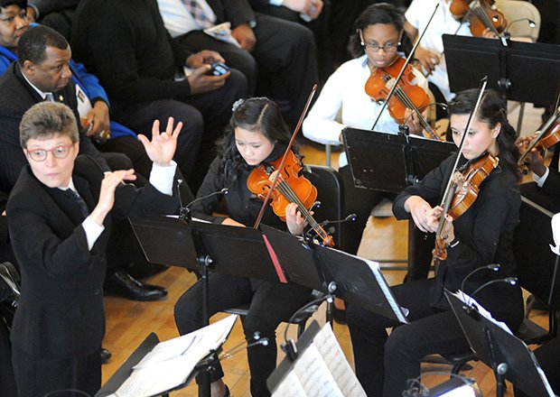 The Boston Youth Symphony Orchestra performs during the 6th Annual Martin Luther King Oration at Faneuil Hall.