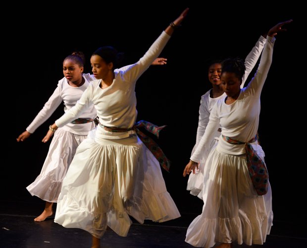 Members of the Taratibu Youth Association perform at Joe's Movement Emporium on Tuesday, February 11.