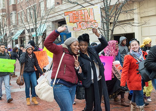 Dudley Street Neighborhood Initiative joined more than 1,000 youth yesterday at a downtown Boston rally for summer jobs funding.