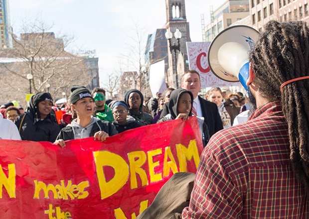 Dudley Street Neighborhood Initiative joined more than 1,000 youth yesterday at a downtown Boston rally for summer jobs funding.