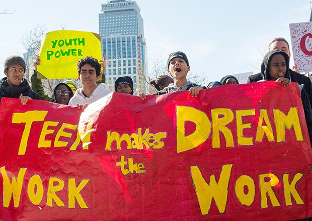 Dudley Street Neighborhood Initiative joined more than 1,000 youth yesterday at a downtown Boston rally for summer jobs funding.