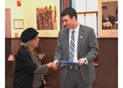 Mayor Mike Pantelides met with Annapolis seniors from the Residences at Wiley H. Bates Heritage Park for a tour of Banneker-Douglas Museum on February 27, 2014. The mayor honored Beatrice “Miss Bea” Smith for her community accomplishments.