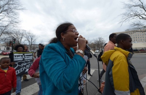 Demonstrators make their way from Union Station to the U.S. Supreme Court building in D.C. during a rally for voting rights Wednesday, March 12.