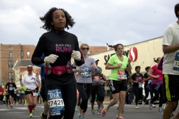 Anissa Watkins of Baltimore participates in the D.C. Rock 'n' Roll Marathon in Northwest on March 15, 2014. Watkins represented Black Girls Run!, an organization launched five years ago by a group of women to encourage health and fitness for African-American women through running.